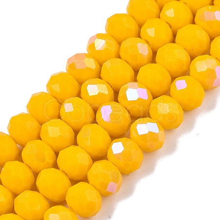Electroplate Opaque Solid Color Glass Beads Strands EGLA-A044-P6mm-L29-1