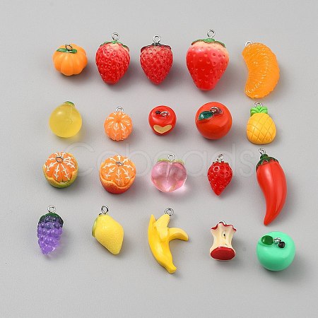20Pcs 20 Styles Opaque Resin Pendants RESI-WH0022-18-1