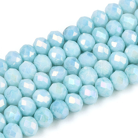 Anti-Tarnish Electroplate Rondelle Glass Beads Strands LS-EGLA-T021-4mm-17-08-1