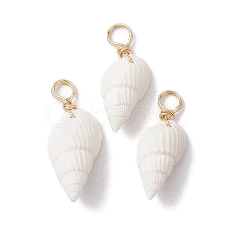 Natural Trumpet Shell Pendants PALLOY-JF02682-01-1