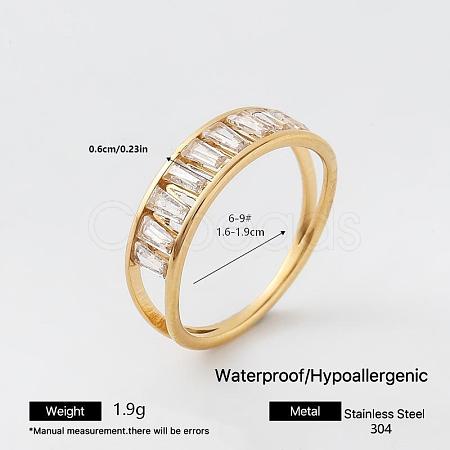 304 Stainless Steel Rhinestone Finger Rings for Women TY3561-19-1