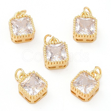 Real 18K Gold Plated Brass Inlaid Cubic Zirconia Charms ZIRC-L100-073G-07-1
