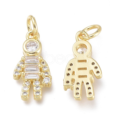 Brass Micro Pave Clear Cubic Zirconia Charms ZIRC-Q024-14G-1