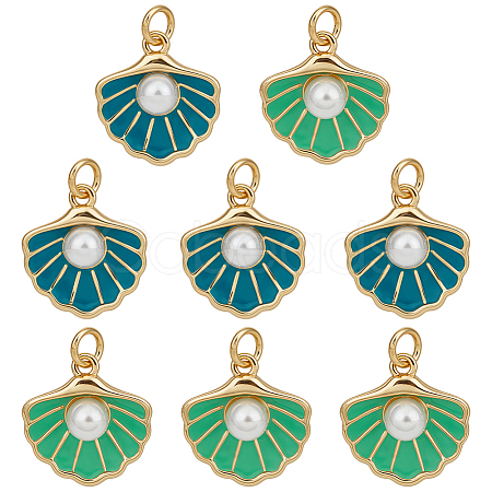 8Pcs 2 Colors Brass Enamel Pendants KK-PH0014-84-1