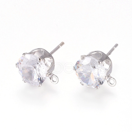 Brass Stud Earring Findings KK-L199-A01-P-1