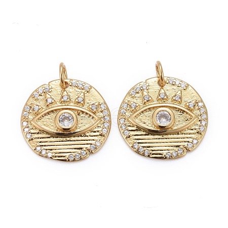 Brass Micro Pave Clear Cubic Zirconia Pendants ZIRC-Z011-13G-1