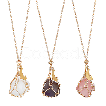 3Pcs Alloy Pendant Necklaces NJEW-PH01577-1