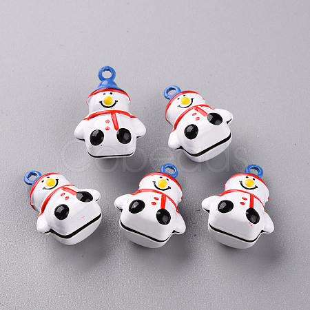 Baking Paint Brass Bell Pendants KKB-S002-015B-1