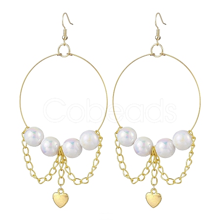 Stainless Steel Acrylic Imitation Pearl Dangle Earrings EJEW-JE05810-1