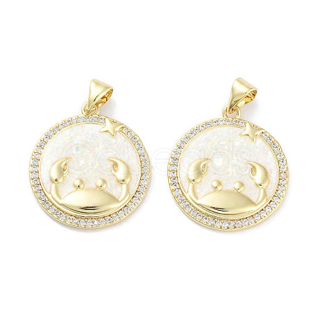 Brass Micro Pave Clear Cubic Zirconia Pendants KK-L213-010G-10-1