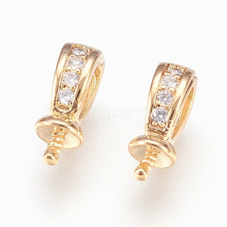 Brass Cup Pearl Peg Bails Pin Pendants KK-P150-17G-1