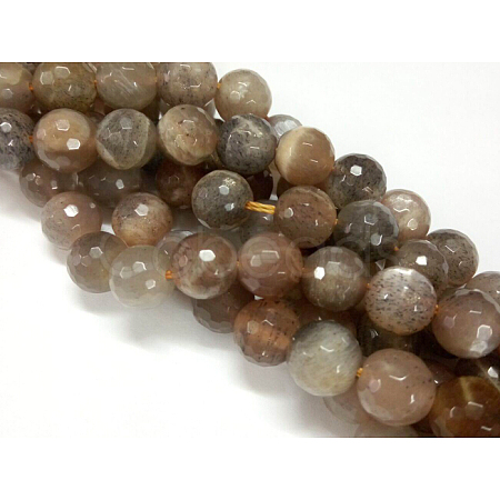 Natural Black Sunstone Round Bead Strands G-O039-20-8mm-1