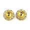 Brass Rhinestone Beads, Flat Round, Golden, 15x6~6.5mm, Hole: 1.2~1.4mm