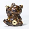 Resin Craft Display Decorations, with Natural Tiger Eye Chip, Lucky Cat Figurine, for Home Feng Shui Ornament, 63x55x45mm