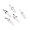 Natural White Jade Pointed Pendants, Faceted, with Platinum Tone Brass Findings, Lead free & Cadmium Free, Bullet, 27~30x9~10x7~8mm, Hole: 4x3mm