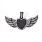 Alloy Pendant Cabochon Settings, with Crystal Rhinestone, Cadmium Free & Lead Free, Heart with Wing, Electrophoresis Black, Tray: 23x25mm, 38.5x88x5mm, Hole: 16x6mm