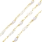 Brass Glass Bead Link Chains with ABS Imitation Pearl Beads, Unwelded, with Spool, Golden, Clear, 19.5~24.5x4.5~6x4~6mm