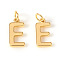 Brass Charms, with Jump Rings, Letter, Real 18K Gold Plated, Letter.E, E: 10x5x1mm, Hole: 2.5mm