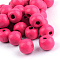 Natural Wood Beads, Dyed, Round, Camellia, 10x9mm, Hole: 2.5~3.5mm, about 3000pcs/1000g