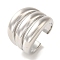 Rack Plating Brass Cuff Rings, Long-Lasting Plated, Lead Free & Cadmium Free, Platinum, Adjustable