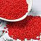 Baking Paint Glass Seed Beads, Donut, Red, 8/0, 2.5~3x1~1.5mm, Hole: 1~1.2mm, about 40909pcs/1pound