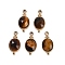 Natural Tiger Eye Faceted Pendans, Golden Plated Brass Oval Charms, 20.5x9.5x5.5mm, Hole: 1.7mm