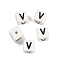 Porcelain Beads, Square with Letter, Letter V, 8.5x8.5x8.5mm, Hole: 1.6mm