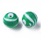 Opaque Striped Acrylic Beads, Round, Green, 24mm, Hole: 4mm hole: 4mm, about 55pcs/500g.