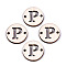 Unfinished Natural Poplar Wood Links Connectors, Laser Cut, Flat Round with Word, Letter.P, 19.5x2.5mm, Hole: 2mm