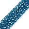 Electroplate Glass Beads Strands, Pearl Luster Plated, Faceted, Rondelle, Steel Blue, 3.5~3.8x3mm, Hole: 0.4mm, about 113~115pcs/strand, 32.5~33cm