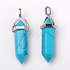 Dyed Synthetic Turquoise Pointed Pendants G-F295-03B-4