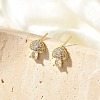 Brass Micro Pave Clear Cubic Zirconia Stud Earrings EJEW-R016-26G-13-1