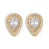 Brass Micro Pave Clear Cubic Zirconia Clip-on Earrings EJEW-H154-11A-G-4