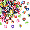 200Pcs 2 Styles Opaque Stripe Resin European Beads RESI-SP0001-42-1