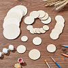 135Pcs 4 Styles Unfinished Wood Discs DIY-HY0001-78-4