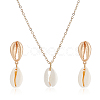 ANATTASOUL Nnatural Shell Dangle Stud Earrings & Pendant Necklace SJEW-AN0001-11-1