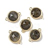 Brass Pave Natural Labradorite Faceted Flat Round Connector Charms G-U028-04G-16-1