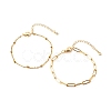 304 Stainless Steel Paperclip & Satellite Chains Bracelet Set BJEW-JB06523-1