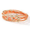 5Pcs Glass Seed Beads & CCB Beads Stretch Bracelets TB4137-6-1