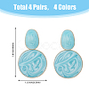 4 Pairs 4 Colors Alloy Enamel Flat Round Dangle Stud Earrings for Women EJEW-FI0002-65-2