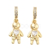 Brass Pave Clear Cubic Zirconia European Dangle Charms KK-U009-08A-G-1