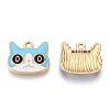 Light Gold Plated Alloy Kitten Pendants X-ENAM-T009-41A-1