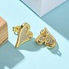 Brass Micro Pave Clear Cubic Zirconia Stud Earrings for Women EJEW-U034-01G-02-3