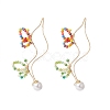 Glass Beaded Butterfly Cuff Earrings with Acrylic Pearl EJEW-JE04828-3