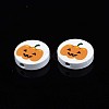 Halloween Printed Natural Wood Beads WOOD-T021-92-3