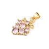 Brass Pave Cubic Zirconia Pendants KK-F919-28G-3