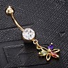 Brass Cubic Zirconia Navel Ring AJEW-EE0004-13-4