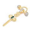 Brass Clear Cubic Zirconia Eye Pendants KK-U058-46G-2