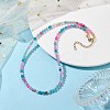Faceted Round Natural Agate(Dyed & Heated) Beaded Necklaces for Women NJEW-JN04659-05-3