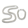 304 Stainless Steel Cuban Link Chain Bracelets & Necklaces Jewelry Sets SJEW-B019-03D-P-1